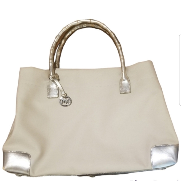 MONSAC ORIGINAL RETIRED CREAM COLORED FABRIC HANDBAG - Picture 1 of 11